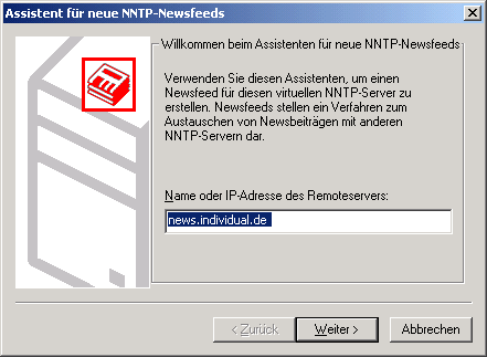Assistent f&uuml;r neue NNTP-Newsfeeds - Name des Newsservers