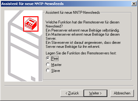Assistent f&uuml;r neue NNTP-Newsfeeds - Remoteserver