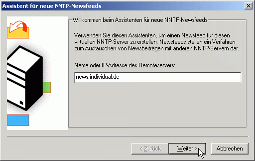 Assistent f&uuml;r neue NNTP-Newsfeeds - Name des Newsservers