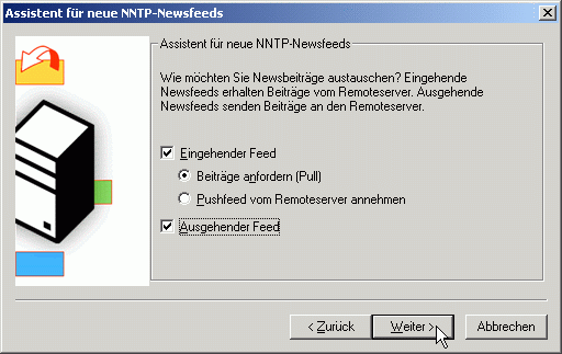 Assistent f&uuml;r neue NNTP-Newsfeeds - Einstellungen zum Feed
