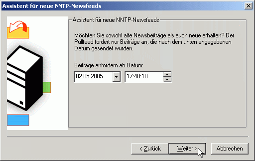 Assistent f&uuml;r neue NNTP-Newsfeeds - Entfernung des Eintrags