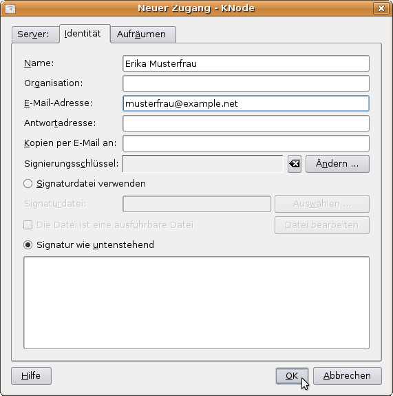 Neuer Zugang: Identit&auml;t