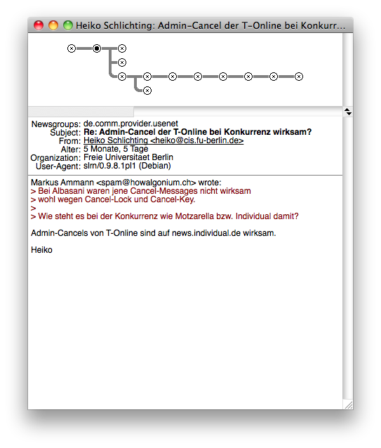 Anzeige der gew&auml;hlten Nachricht